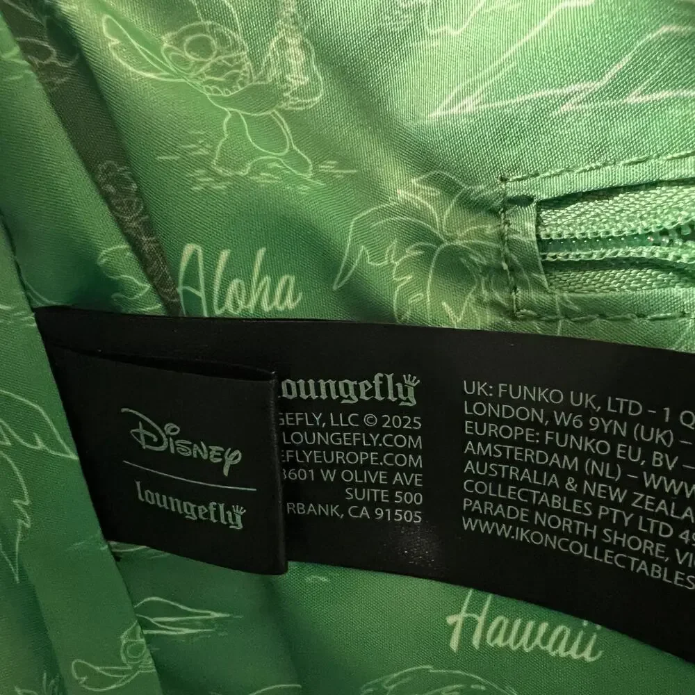 LOUNGEFLY Disney Lilo Stitch Canvas Tote Bag Aloha Map Bamboo Handle Green NWT